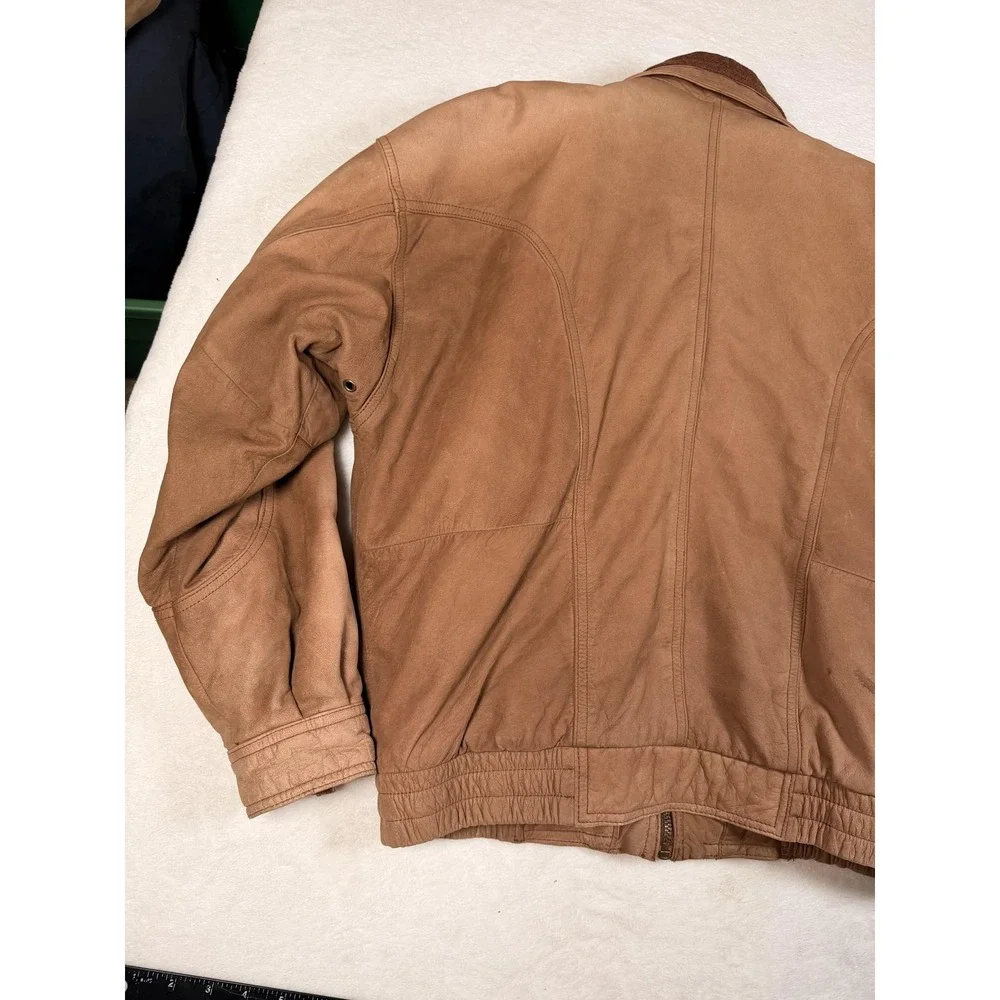 Vintage Winlit Leather Jacket Mens Medium Brown Bomber Quilted Lined Korea